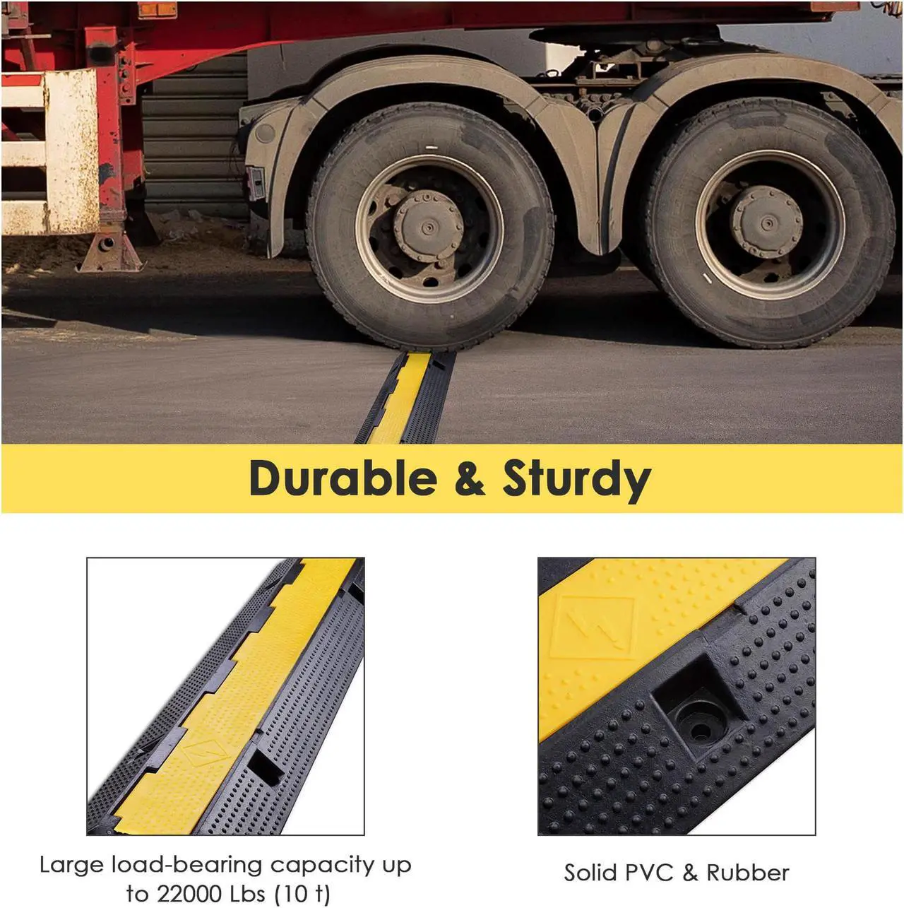 Alt view image 2 of 7 - 1 Channel Cable Protector Ramp Wire Cover Guard PVC Traffic Speed Bump 2 Packs