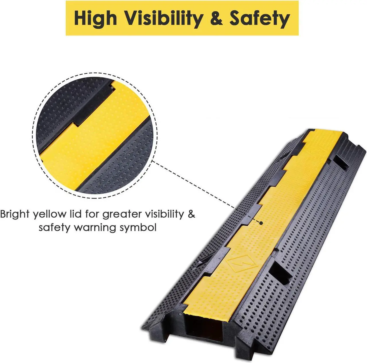 Alt view image 3 of 7 - 1 Channel Cable Protector Ramp Wire Cover Guard PVC Traffic Speed Bump 2 Packs
