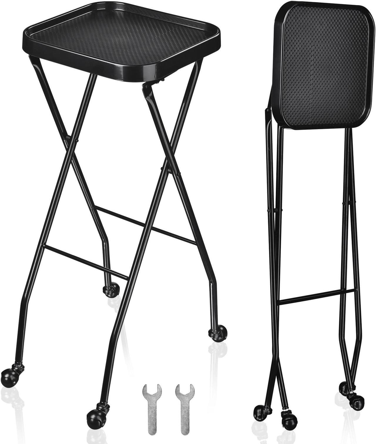 2 Packs Salon Folding Rolling Tray Beauty Station Trolley Storage Cart Barber