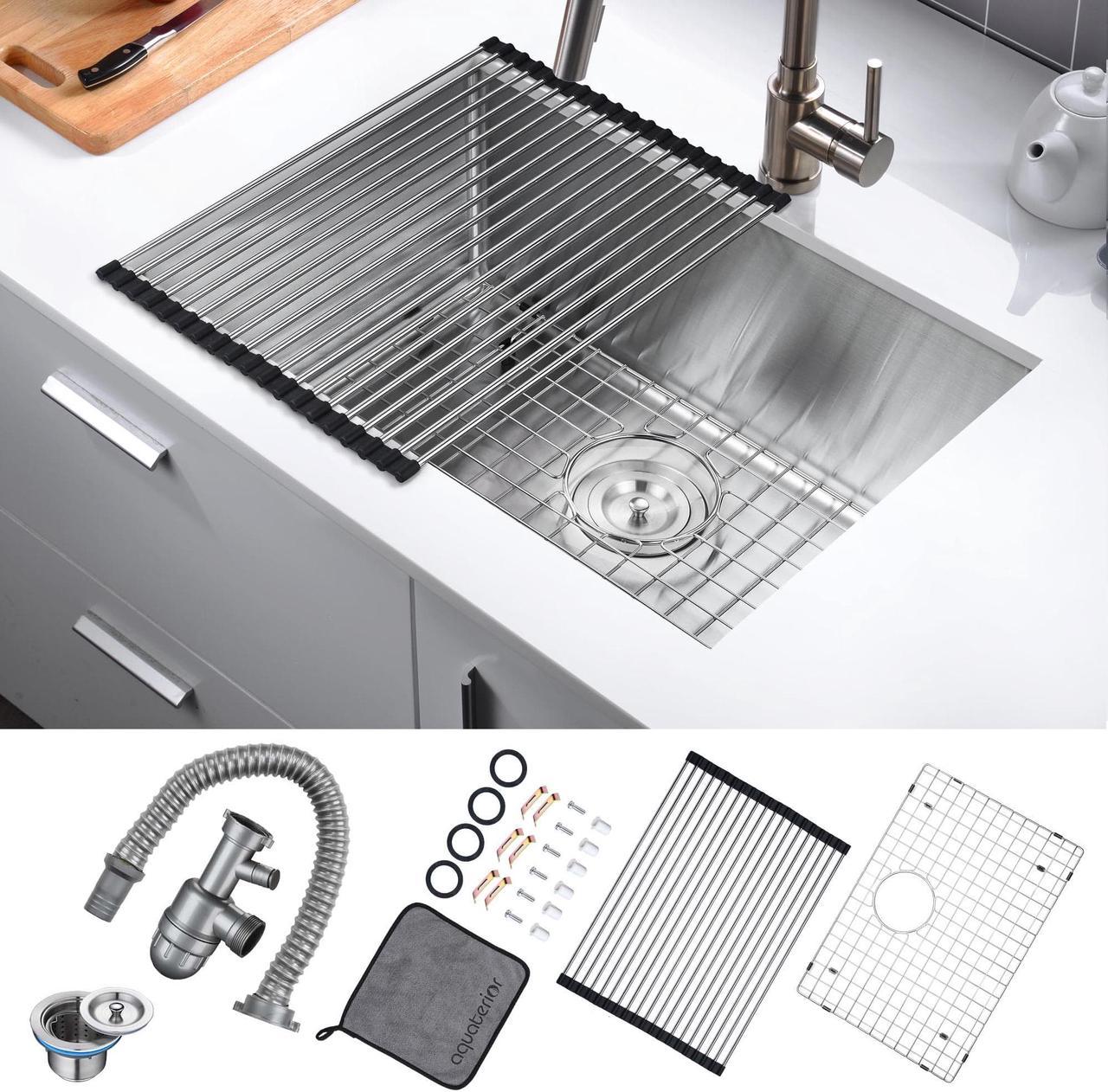 Aquaterior 23" 16 Gauge Stainless Steel Sink Kitchen Undermount Single Bowl