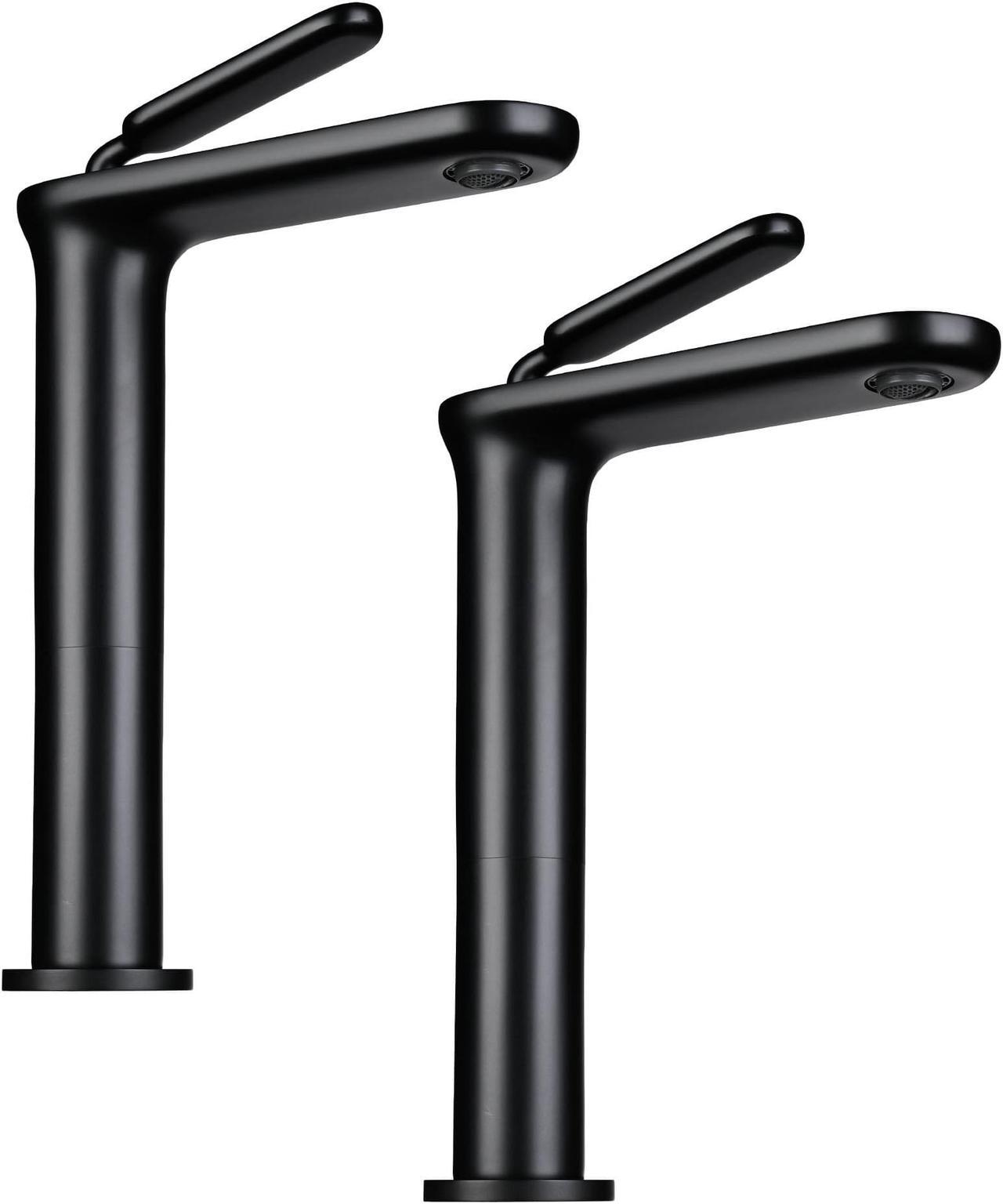 Aquaterior 2 Pack Single Handle Bathroom Vessel Sink Faucet Vanity Sink Mixer Tap Matte Black (CUPC NSF CEC)