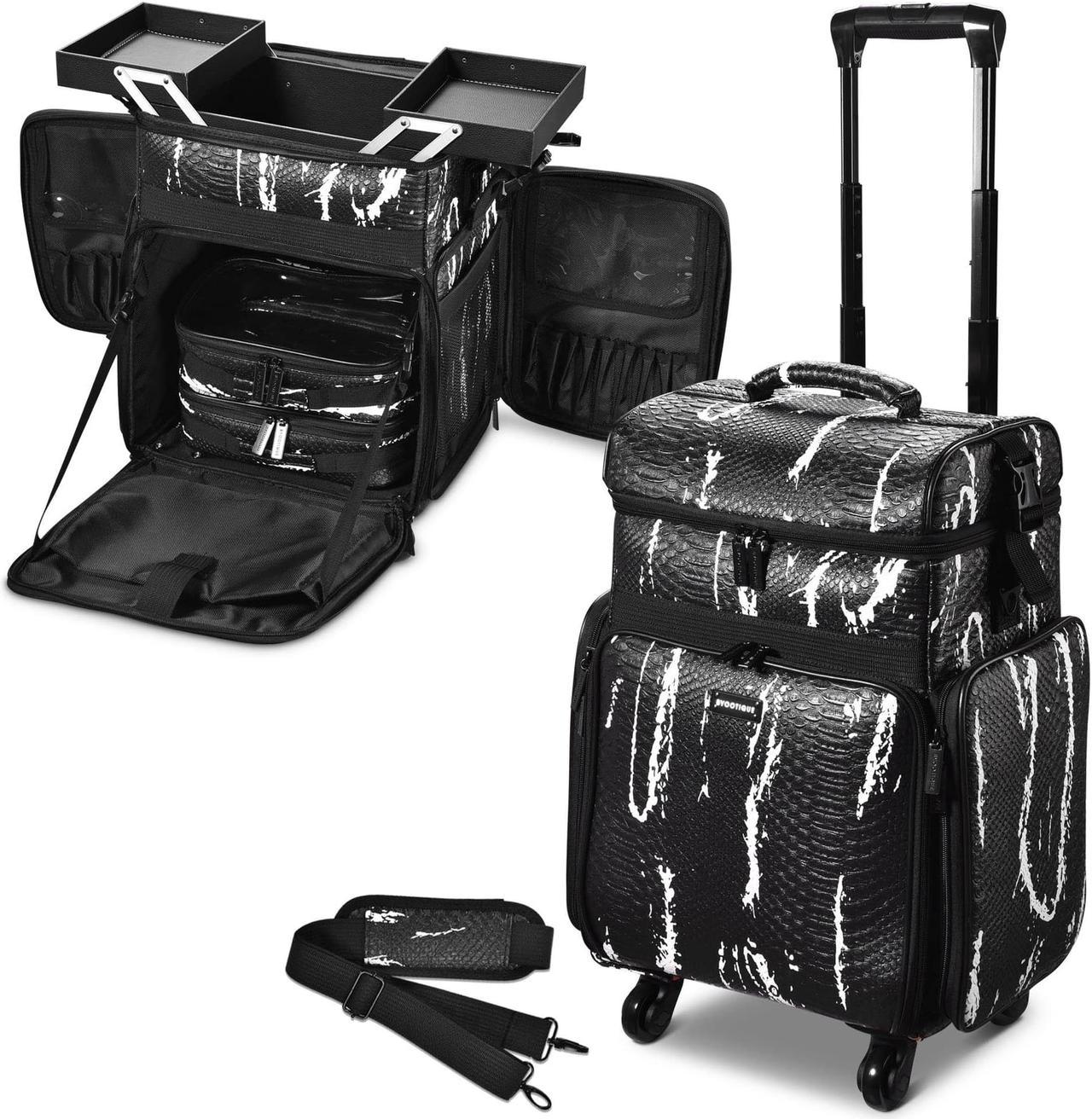 Byootique Soft Sided Rolling Makeup Train Case Cosmetic Organizer Crocodile