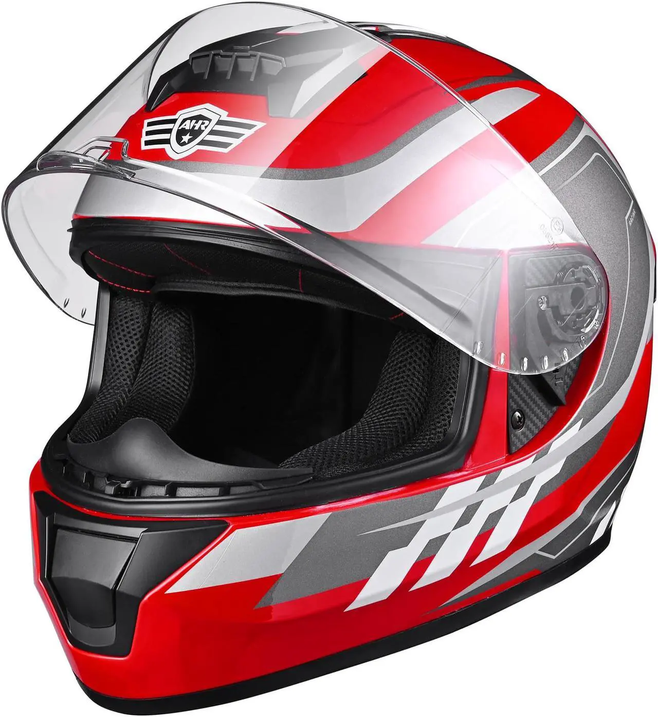 Alt view image 4 of 7 - AHR RUN-F3 Full Face Motorcycle Helmet DOT Approved Street Bike Motocross XXL