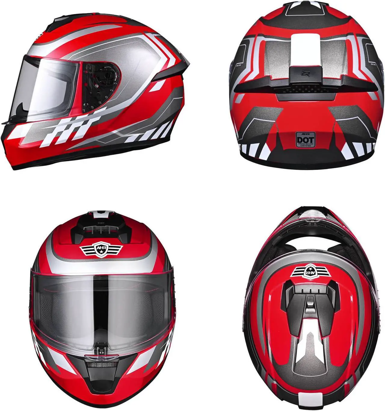 Alt view image 7 of 7 - AHR RUN-F3 Full Face Motorcycle Helmet DOT Approved Street Bike Motocross XXL