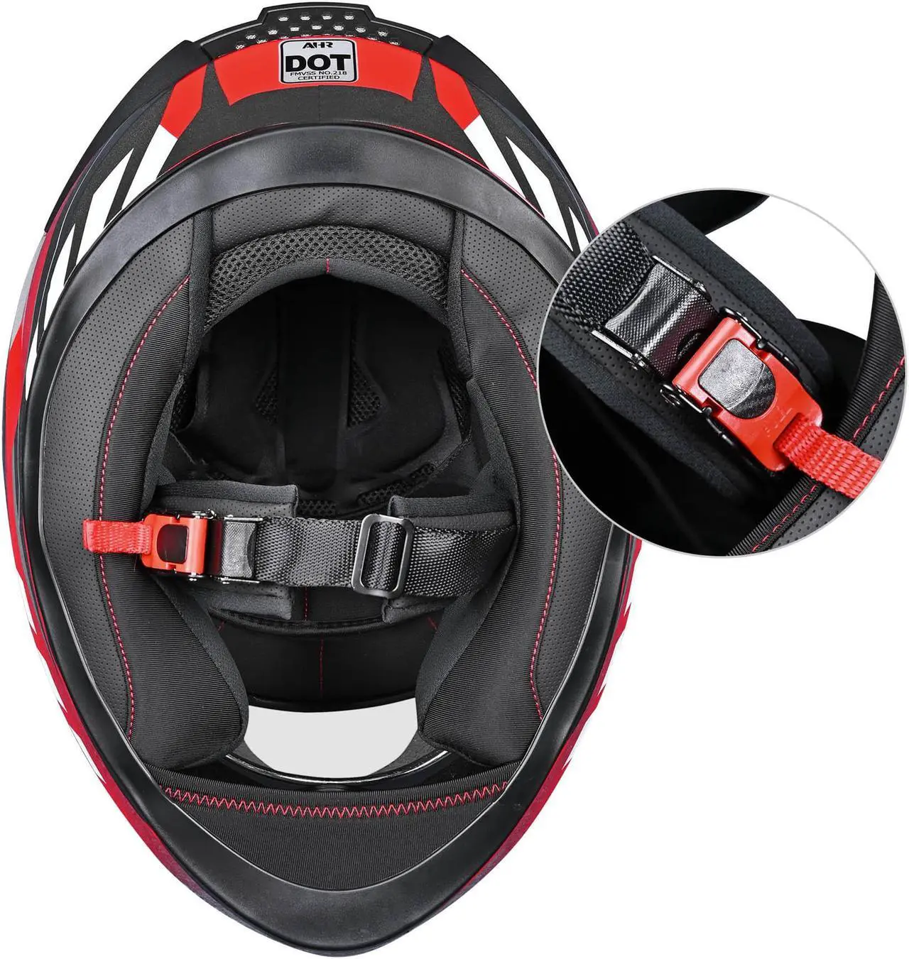 Alt view image 6 of 7 - AHR RUN-F3 Full Face Motorcycle Helmet DOT Approved Street Bike Motocross XXL