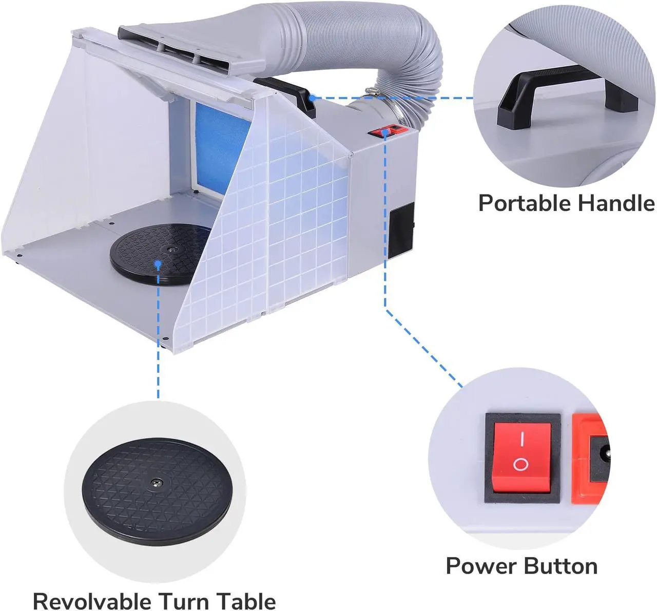 Alt view image 4 of 7 - Portable Airbrush Paint Spray Booth 3 LED Light Tubes Exhaust Filter Extractor