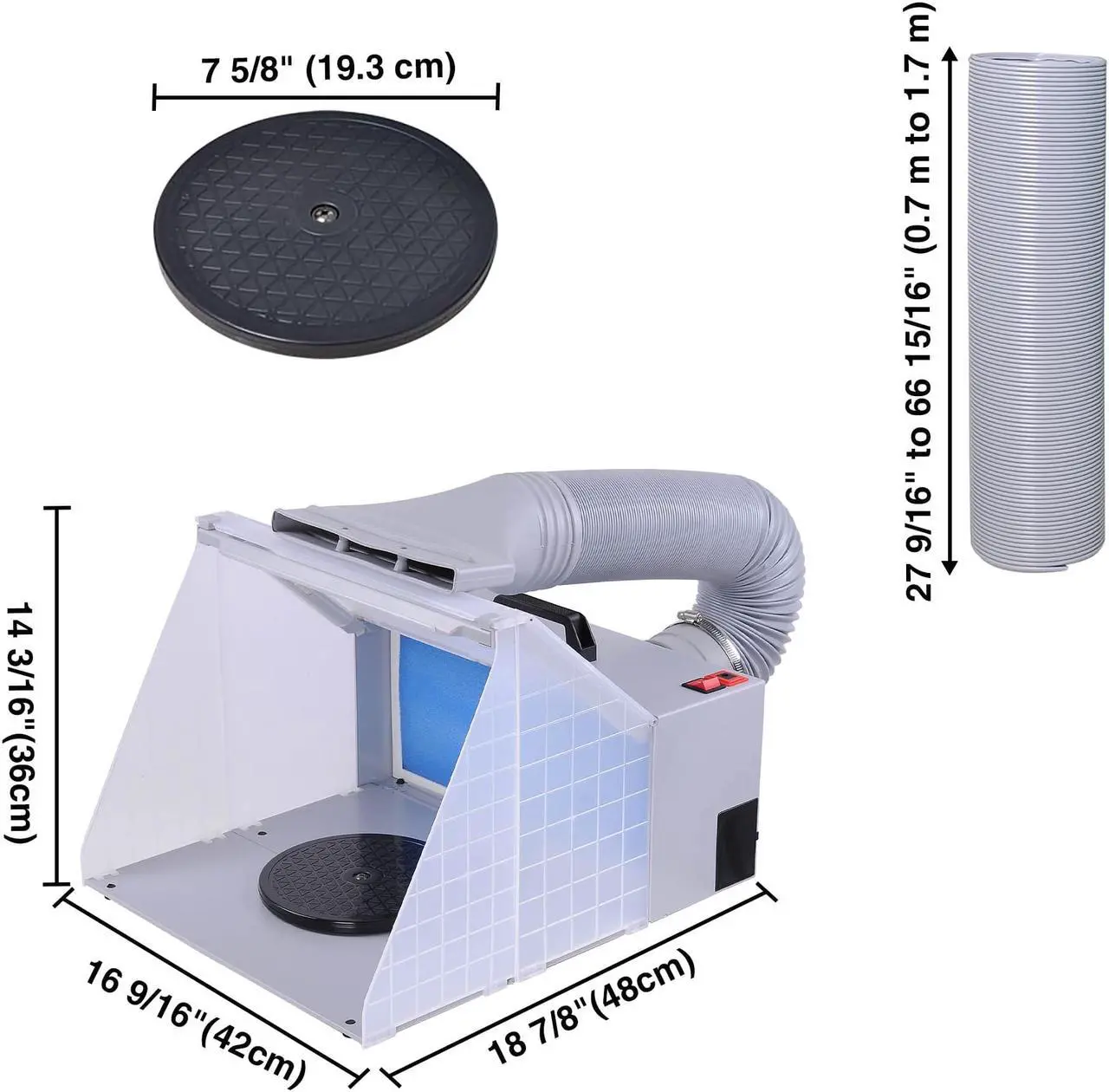 Alt view image 7 of 7 - Portable Airbrush Paint Spray Booth 3 LED Light Tubes Exhaust Filter Extractor