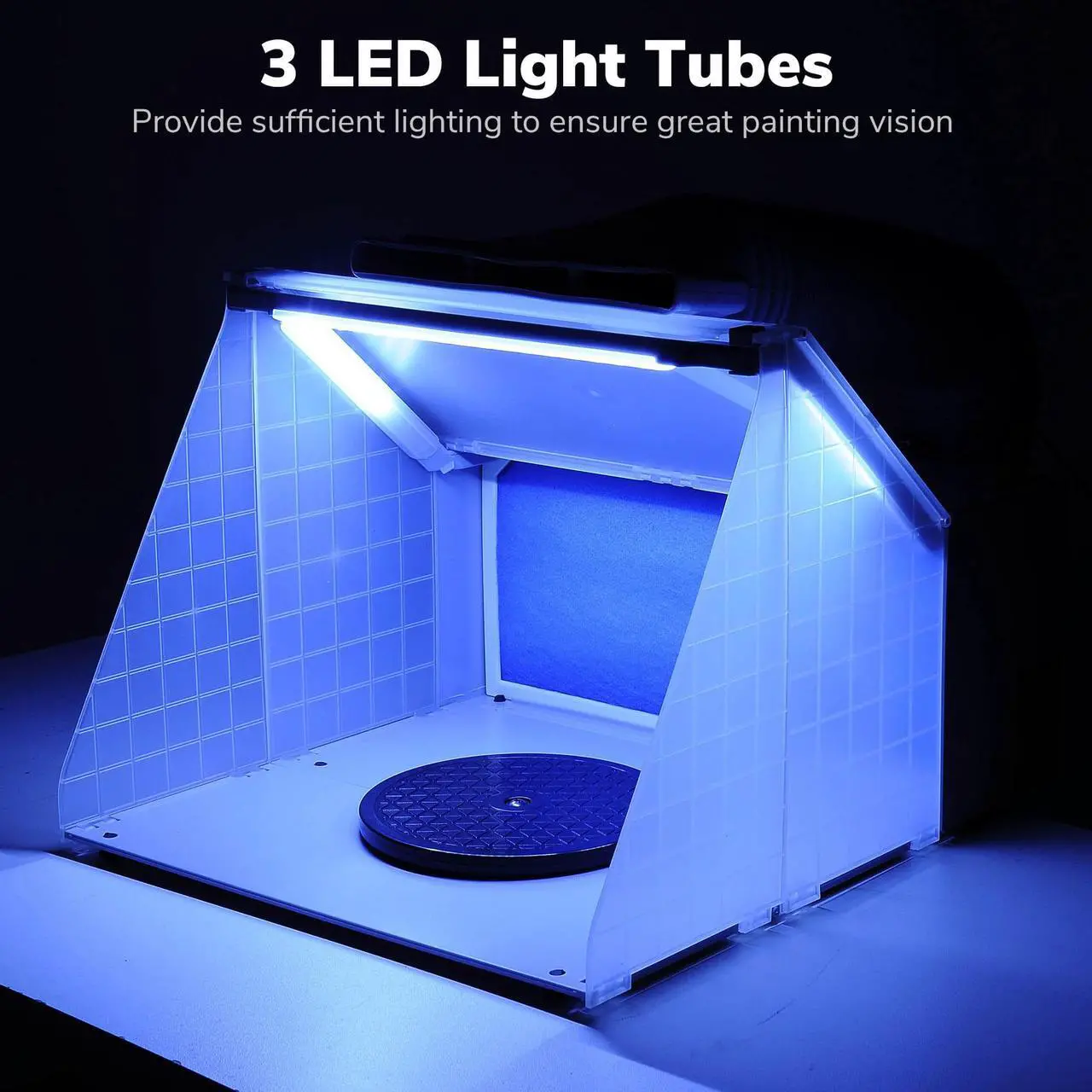 Alt view image 2 of 7 - Portable Airbrush Paint Spray Booth 3 LED Light Tubes Exhaust Filter Extractor