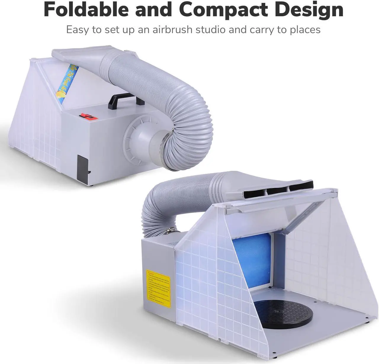 Alt view image 5 of 7 - Portable Airbrush Paint Spray Booth 3 LED Light Tubes Exhaust Filter Extractor