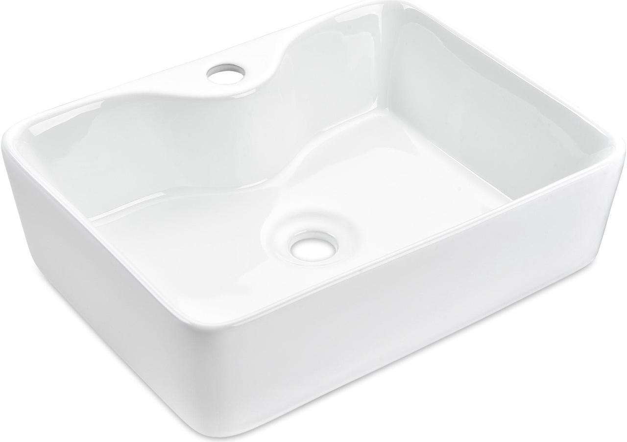 Aquaterior Rectangle Bathroom Vessel Sink Above Counter Porcelain Ceramic Basin