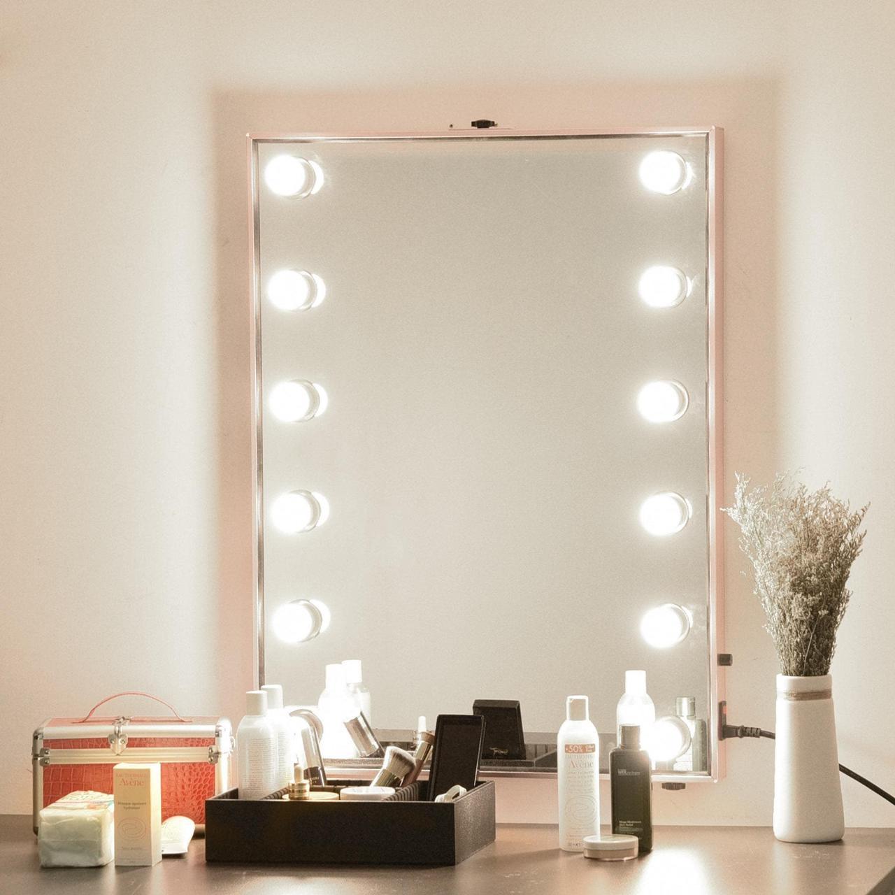 Byootique Lighted Hollywood Vanity Mirror 12pcs Dimmable LED Tabletop Wall Mount Makeup