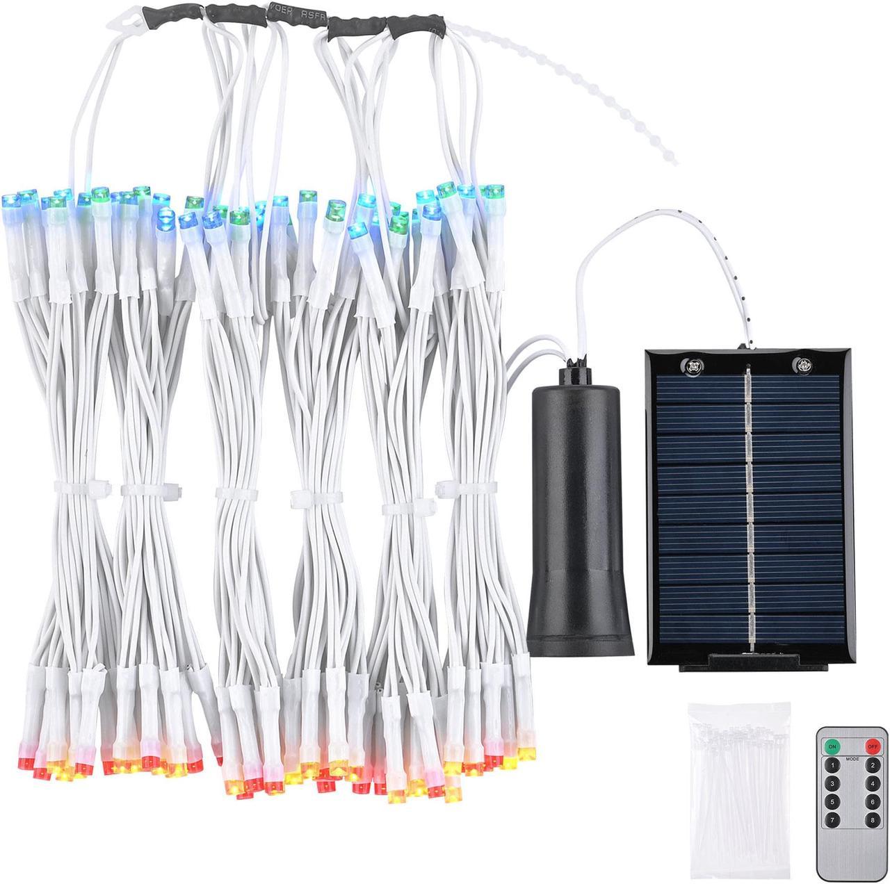 Yescom Patio Umbrella Solar String Light with Remote Control Timer Fit 6-Rib 7/8/9 Ft Outdoor 96 RGB LED 8 Mode Camping Tents