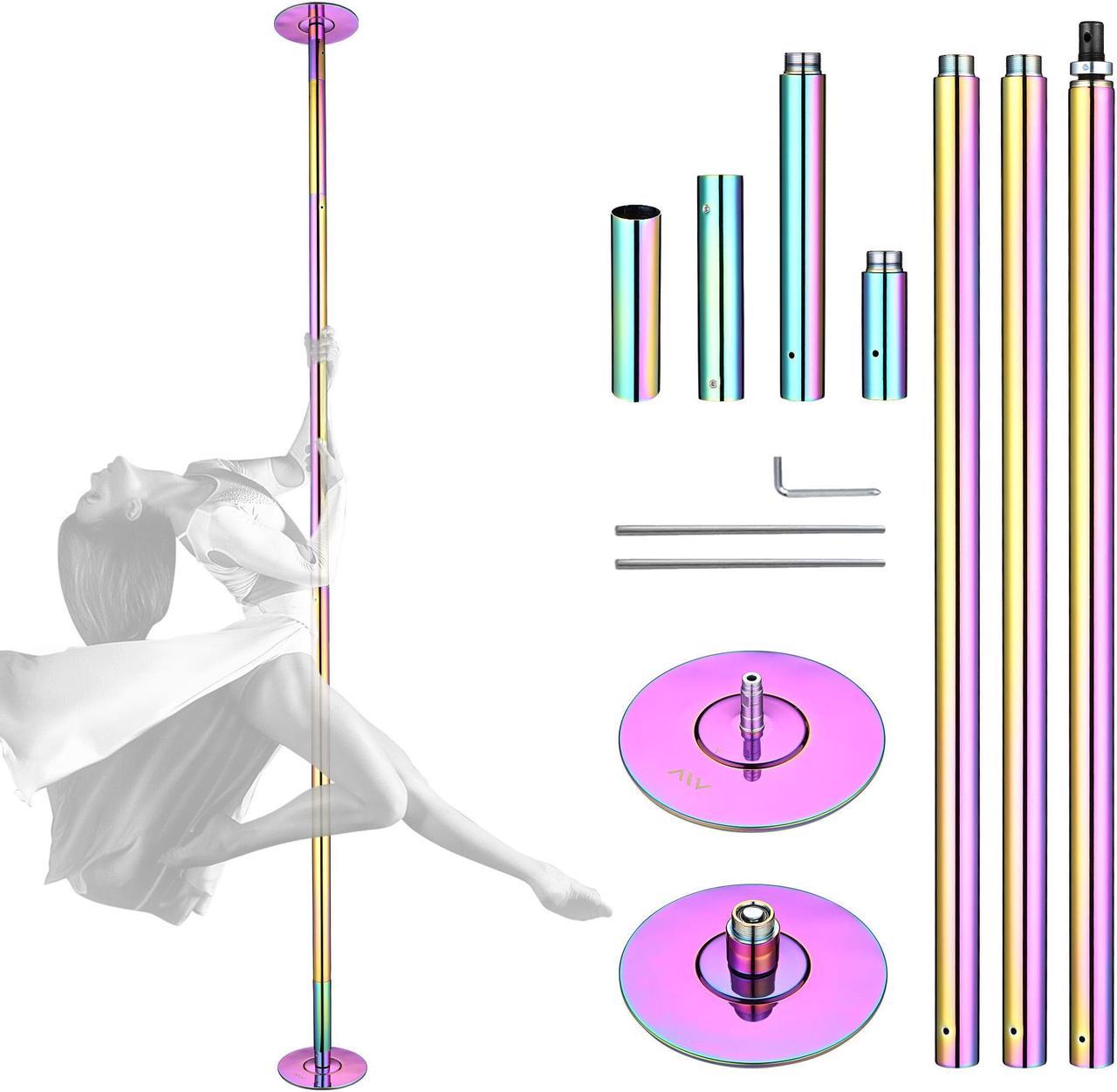 Yescom 12 FT Stripper Pole Spinning Static Dancing Pole Kit with Extensions for Fitness Party Club Dance Exercise Home Gym , Colorful