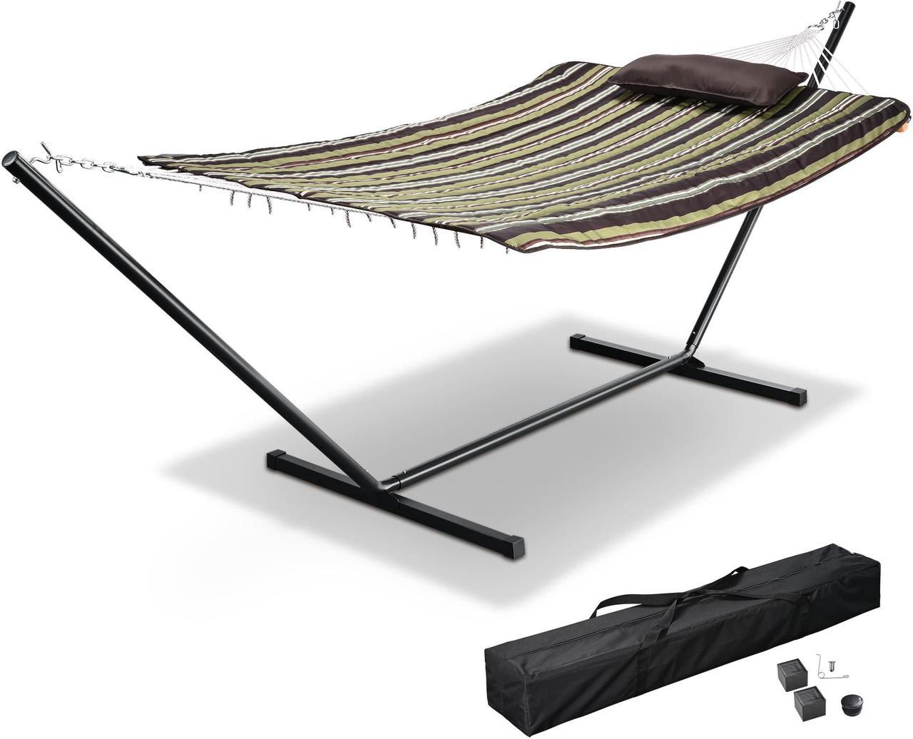 Hammock with Stand for 2 Person 500Lbs Pillow Carrying Case Outdoor Patio Camp