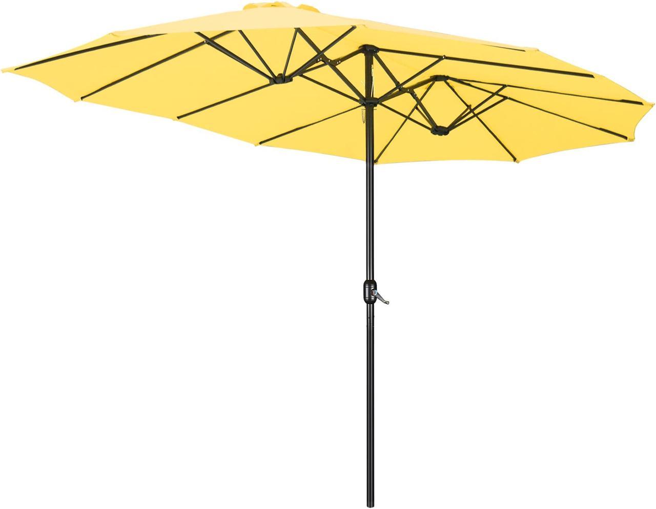 15 Ft Double-sided Patio Umbrella Sun Shade UV30+ Crank Outdoor Garden Market