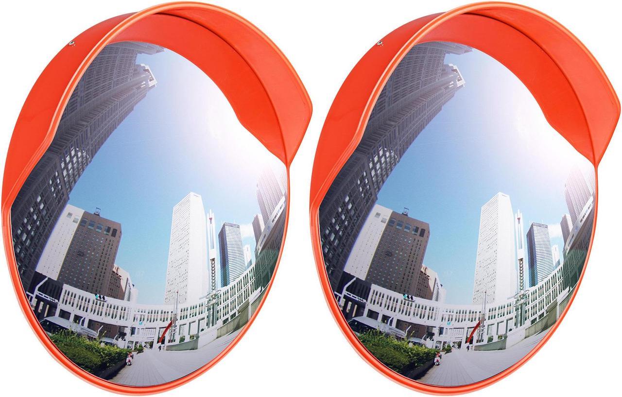 23" Wide Angle Convex Traffic Mirror Garage Warehouse Blind Spot Corner 2 Packs Safety Corner Road Parking Assistant