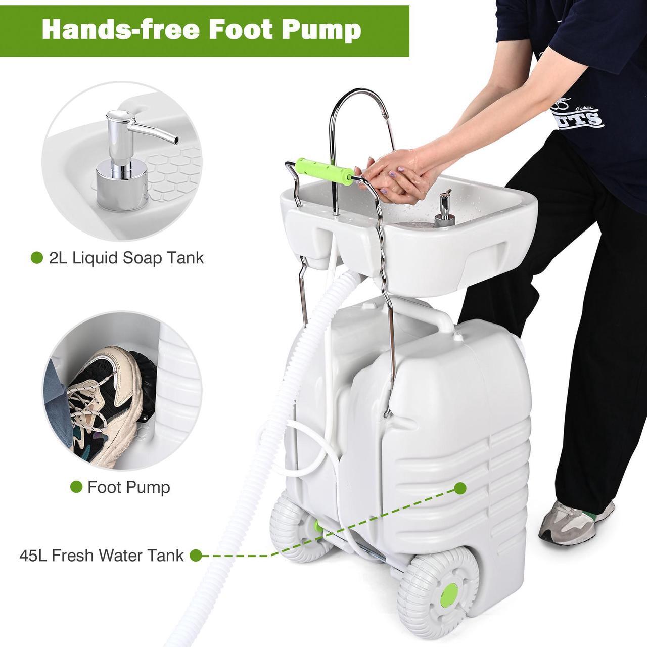 Alt view image 3 of 7 - Yescom 45L Portable Sink Hand Wash Station with Pump 12 Gallon Washing Outdoor Travel Camping Booth