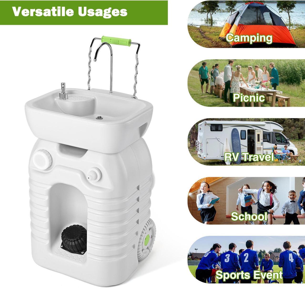 Alt view image 6 of 7 - Yescom 45L Portable Sink Hand Wash Station with Pump 12 Gallon Washing Outdoor Travel Camping Booth
