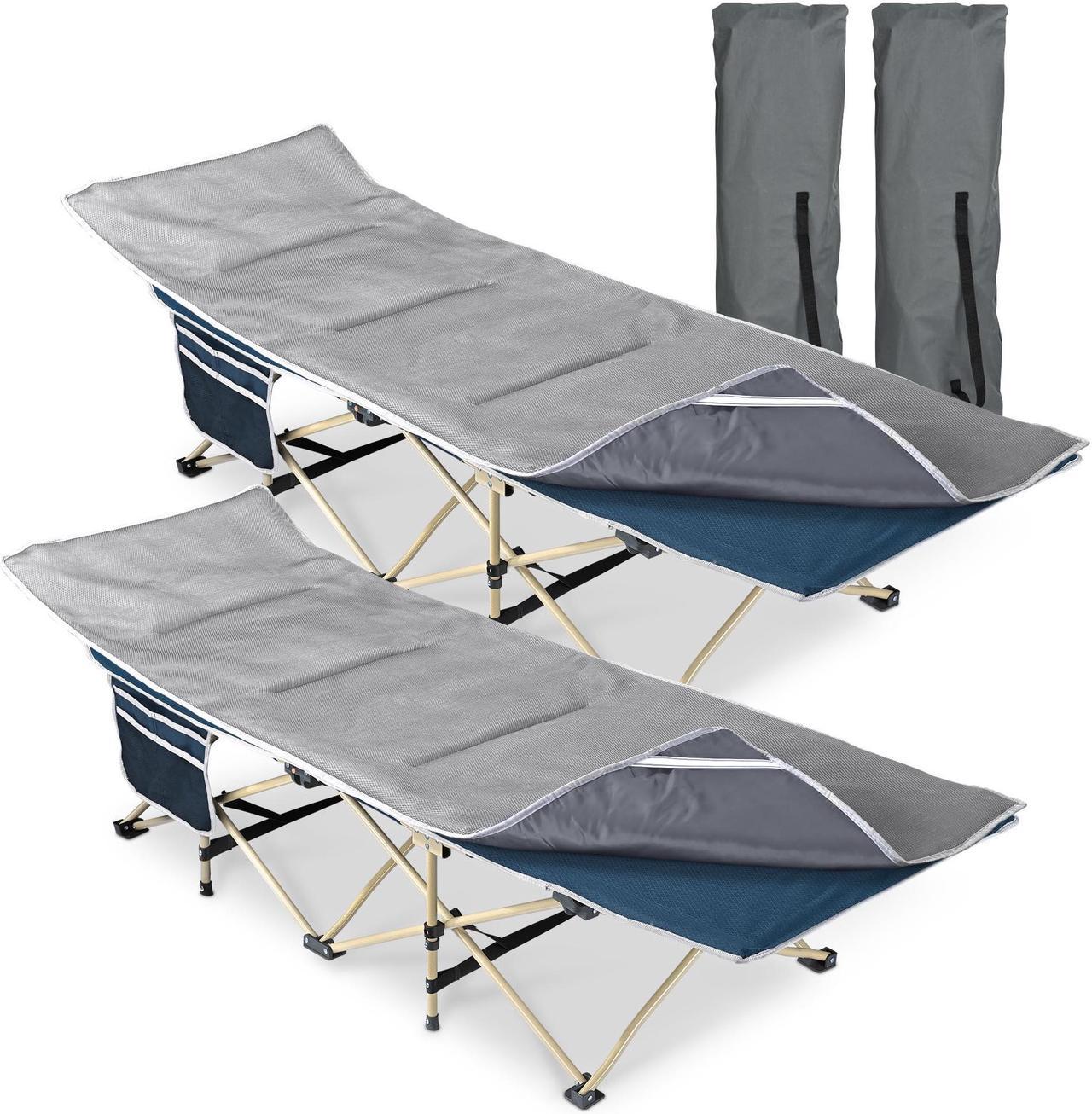 Folding Cot Collapsible Camping Bed with Carrying Bag Travel Outdoor Home 2 Pack