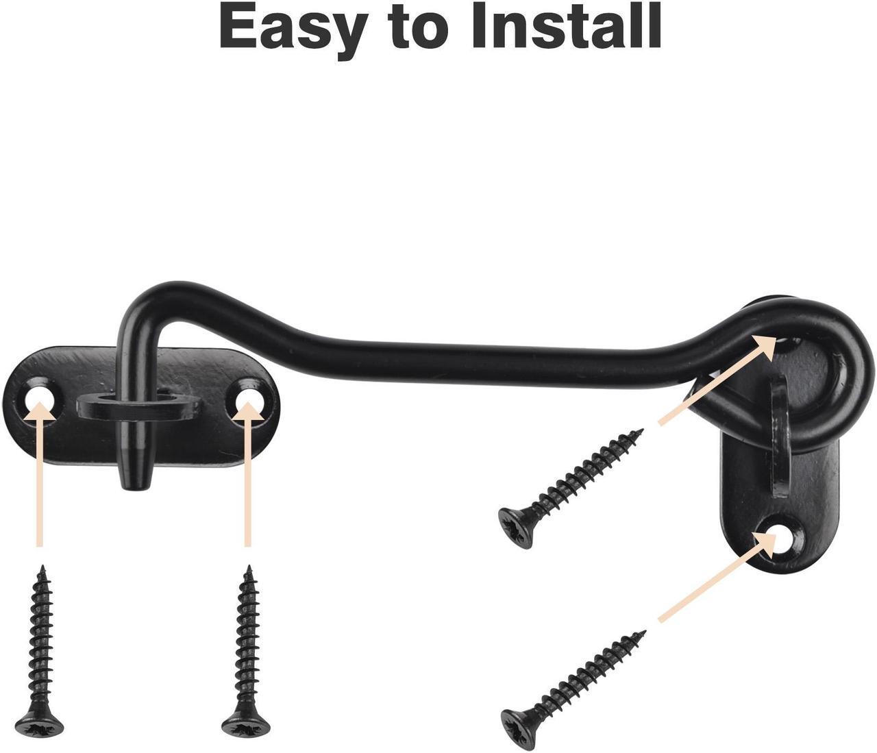 Alt view image 5 of 7 - Aquaterior 6" Sliding Barn Door Lock Gate Latch Heavy Duty Hook and Eye Cabin