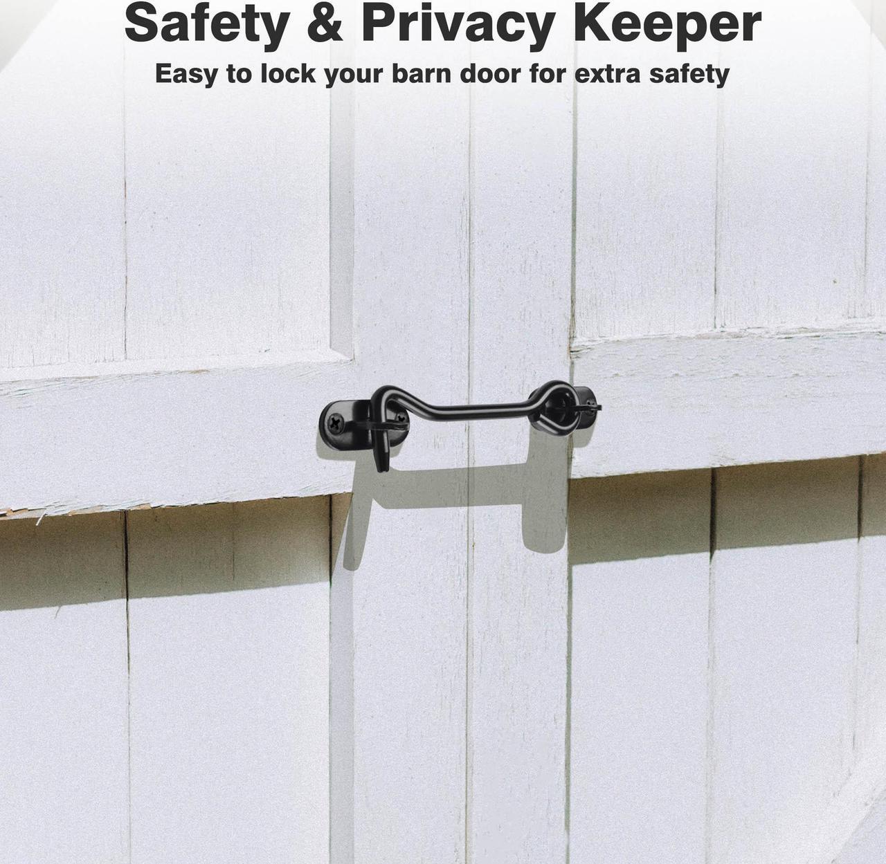 Alt view image 3 of 7 - Aquaterior 6" Sliding Barn Door Lock Gate Latch Heavy Duty Hook and Eye Cabin