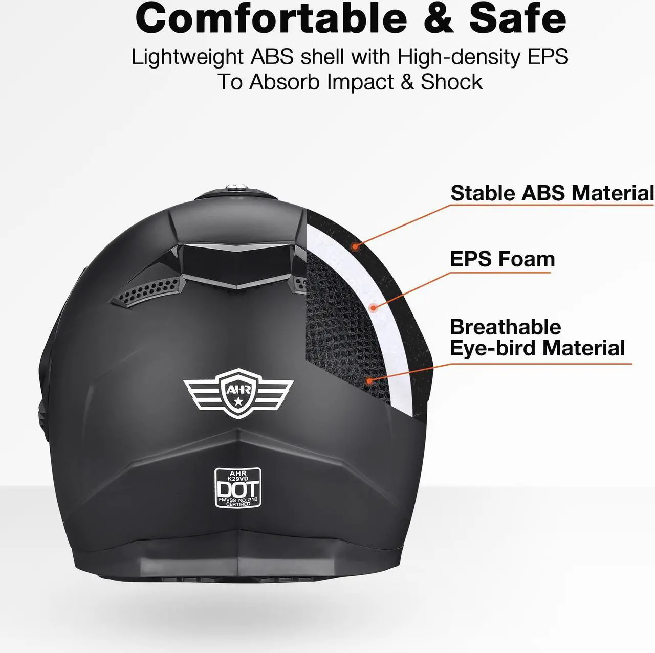 Alt view image 6 of 7 - AHR Dual Sport Full Face Motorcycle Helmet Motocross Offroad Bike w/ Sun Visor