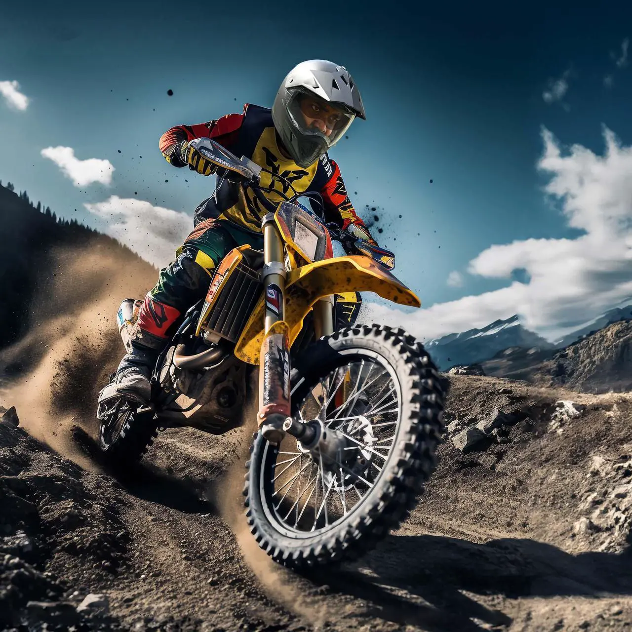 Alt view image 7 of 7 - AHR Dual Sport Full Face Motorcycle Helmet Motocross Offroad Bike w/ Sun Visor