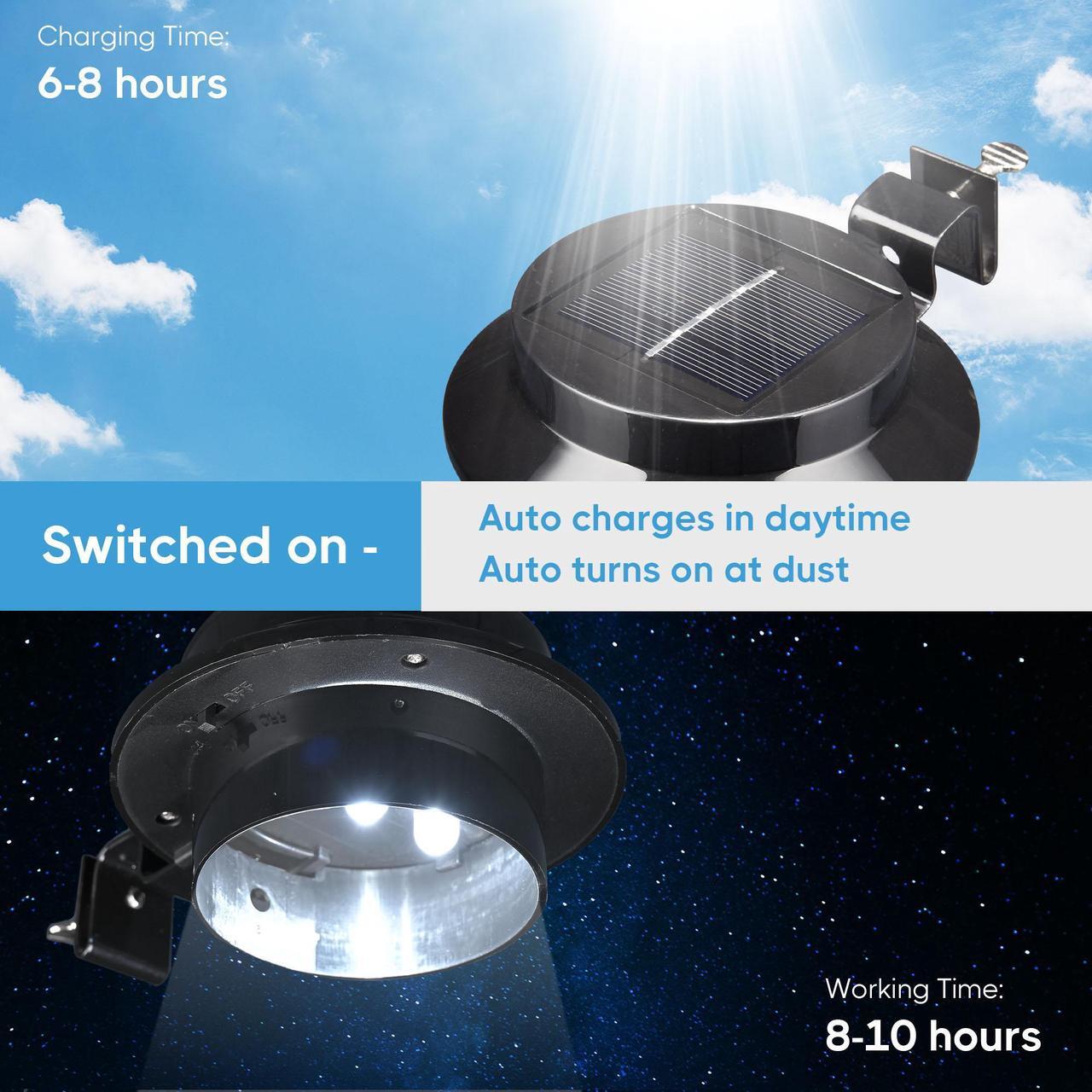 Alt view image 5 of 7 - LED Solar Gutter Light Waterproof Outdoor Garden Fence Wall Lights 10 Packs
