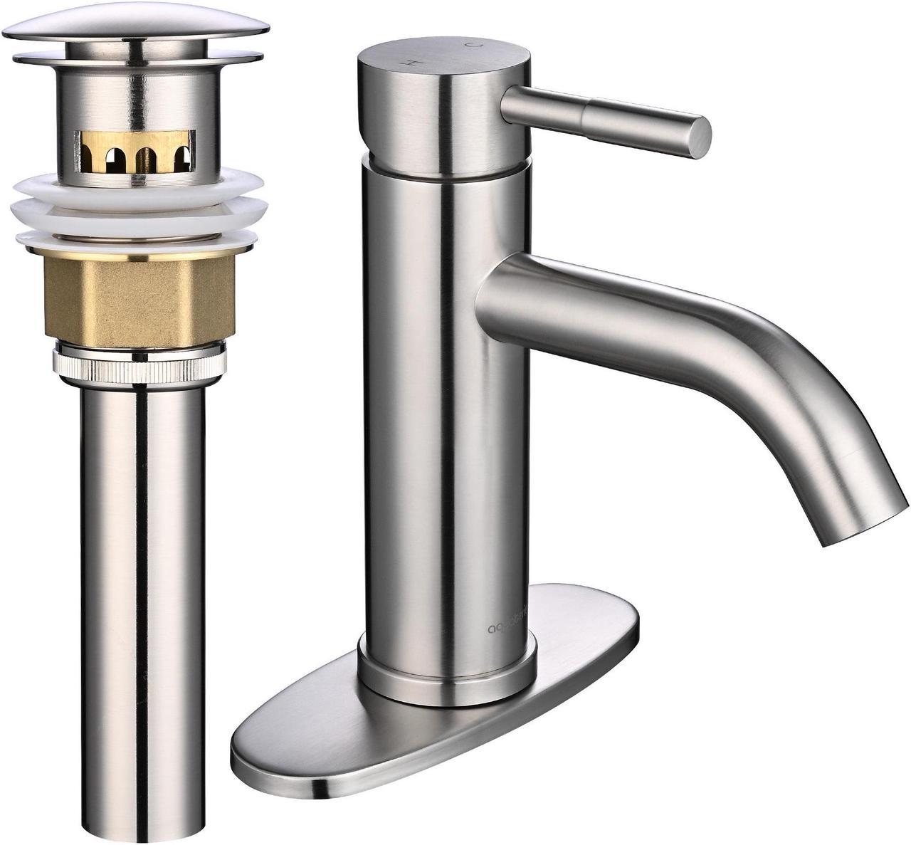 Aquaterior Single Handle Bathroom Vessel Faucet Basin Tap with Pop-up Drain