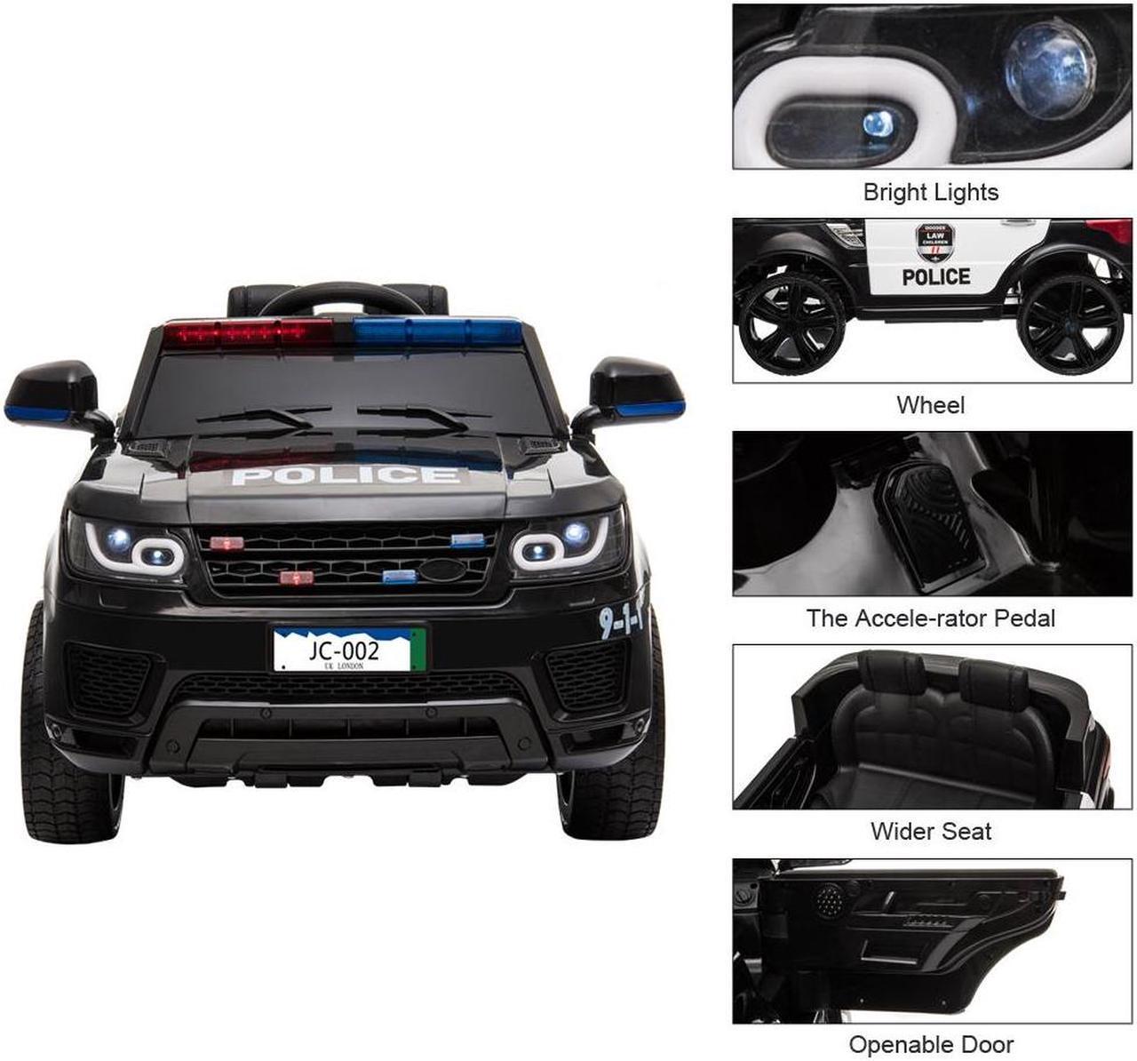 Alt view image 4 of 7 - 12V Kids Police Ride On Car Electric Cars 2.4G Remote Control, LED Flashing Light, Music & Horn.