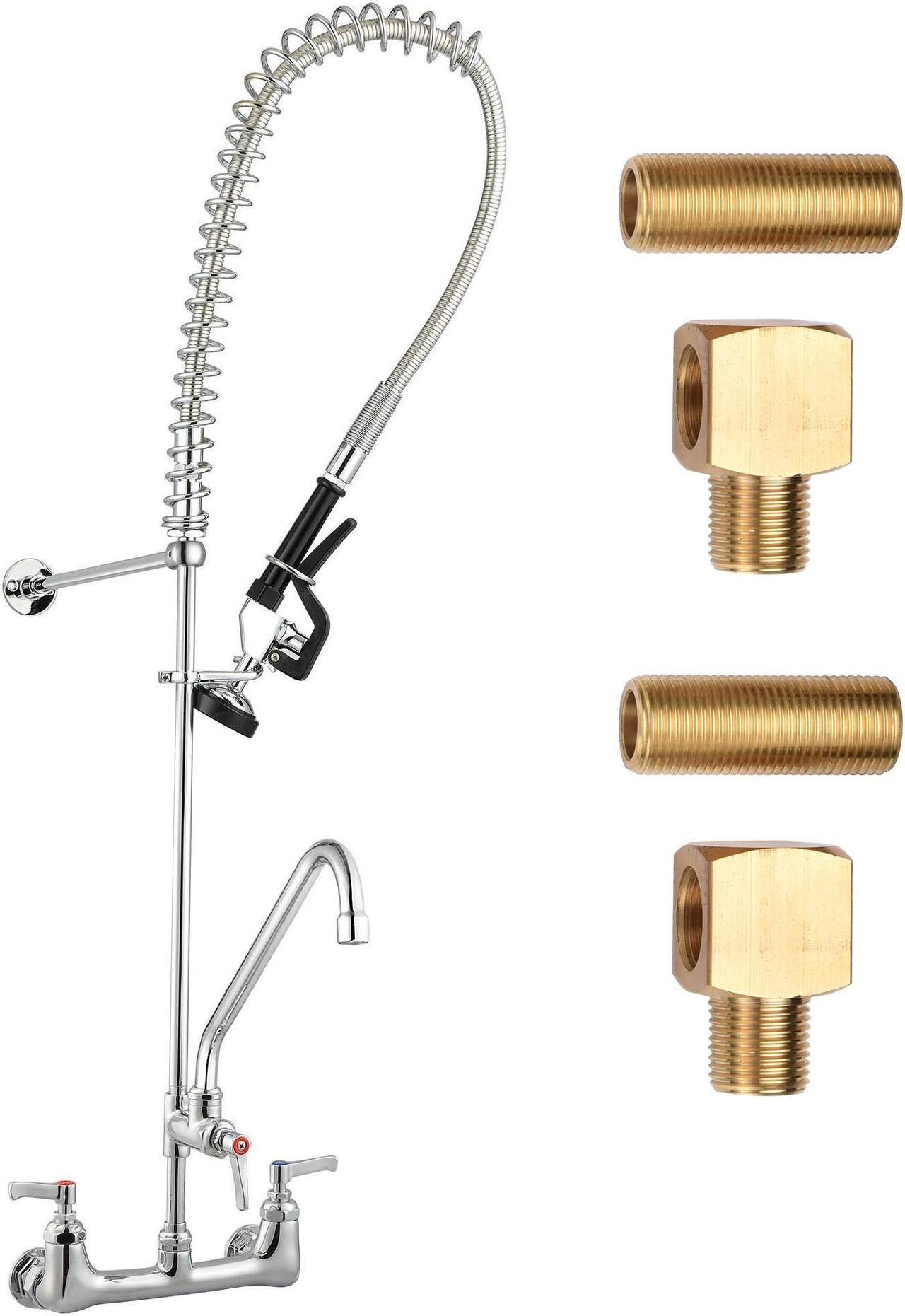 Aquaterior Wall Mount Commercial Faucet w/ Installation Kit 44" Height Sprayer