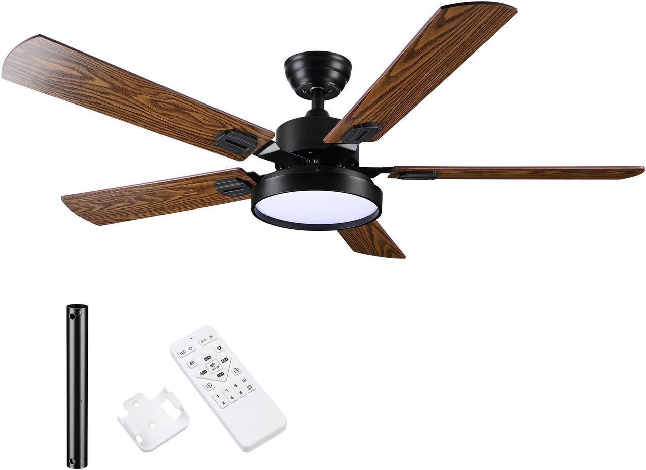 DELight 52" Ceiling Fan with Light & Remote 6 Speed Chandelier Lamp Reversible Indoor