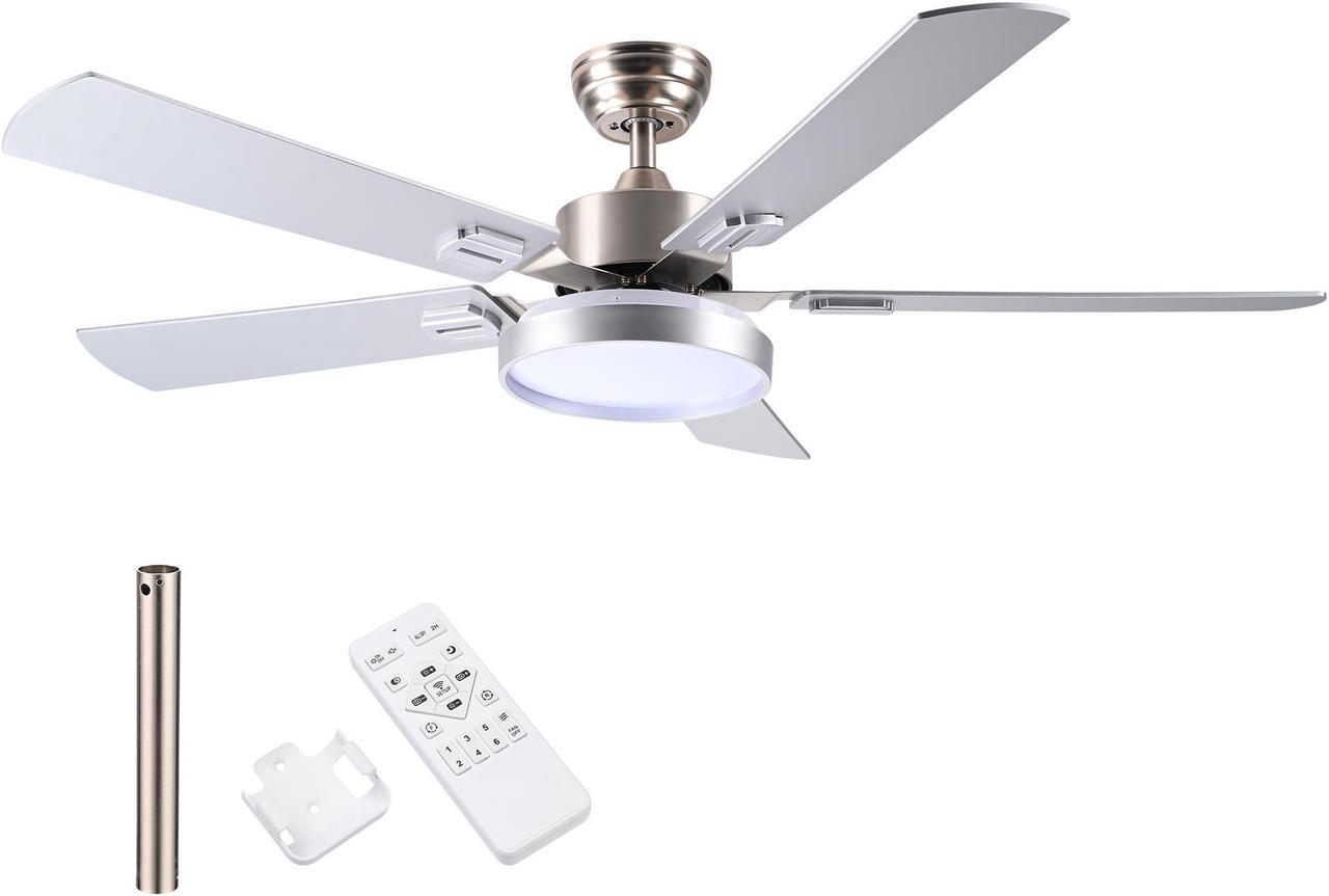 DELight 52" Ceiling Fan with Light Remote 6 Speed LED Chandelier Lamp Reversible Bedroom