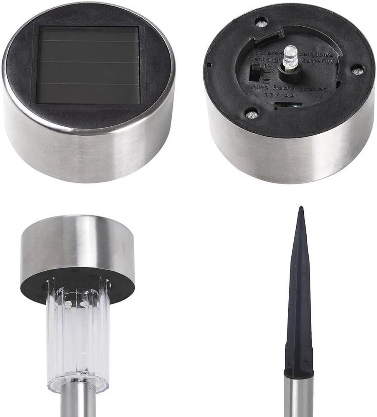 Alt view image 7 of 7 - 24pc Color Changing Stainless Steel Solar Powered LED Light Pathway Landscape
