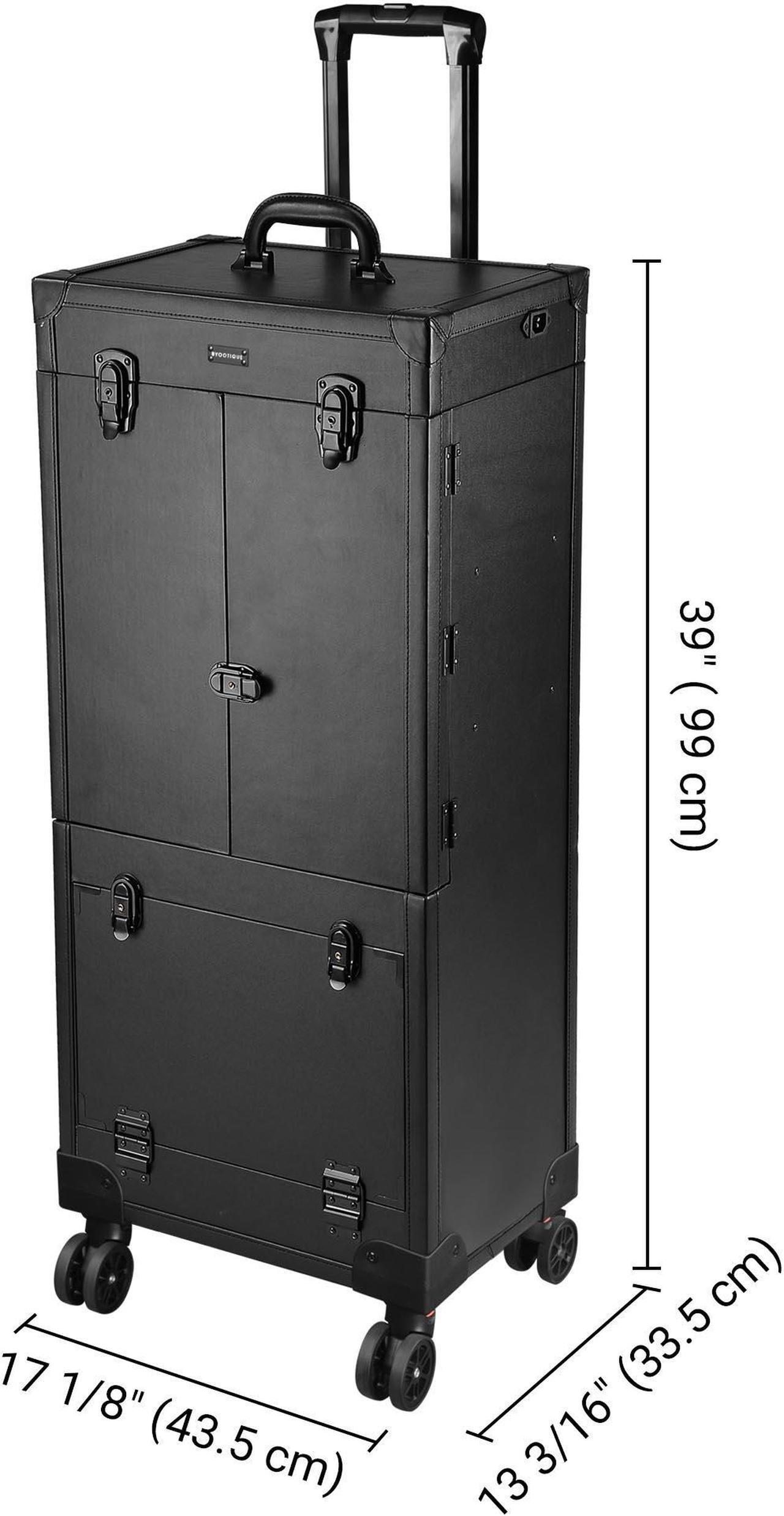 Alt view image 5 of 7 - Byootique® Rolling Makeup Case Pro Hair Stylist Barber Artists Case Multifunction Lighted Lockable