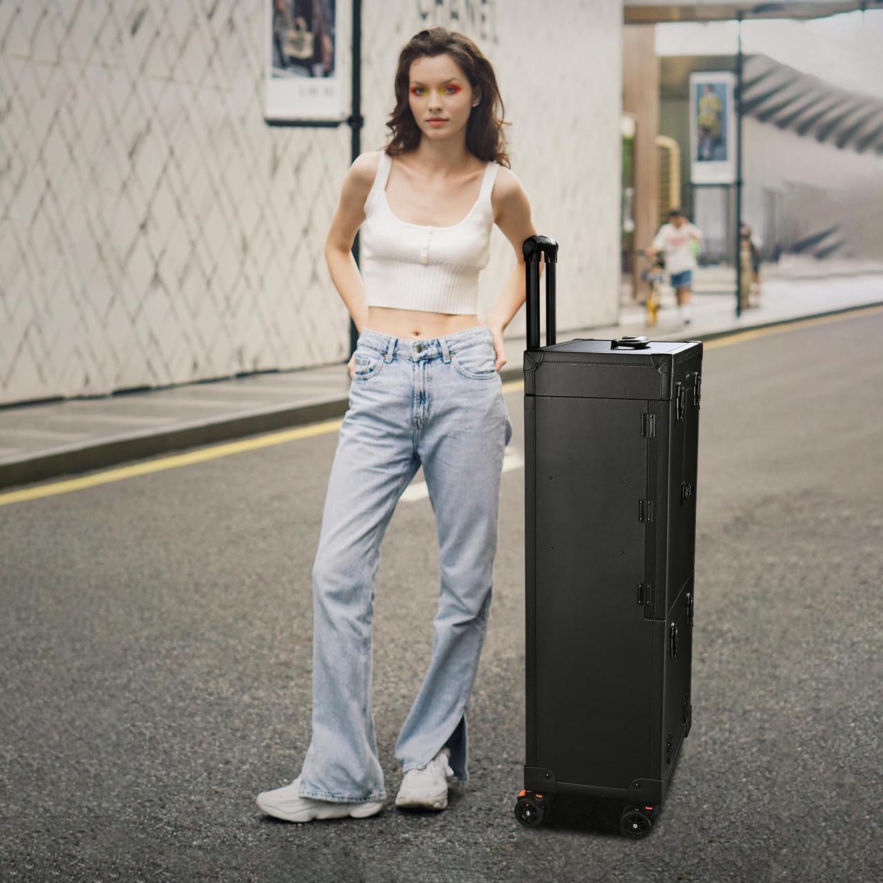 Alt view image 6 of 7 - Byootique® Rolling Makeup Case Pro Hair Stylist Barber Artists Case Multifunction Lighted Lockable