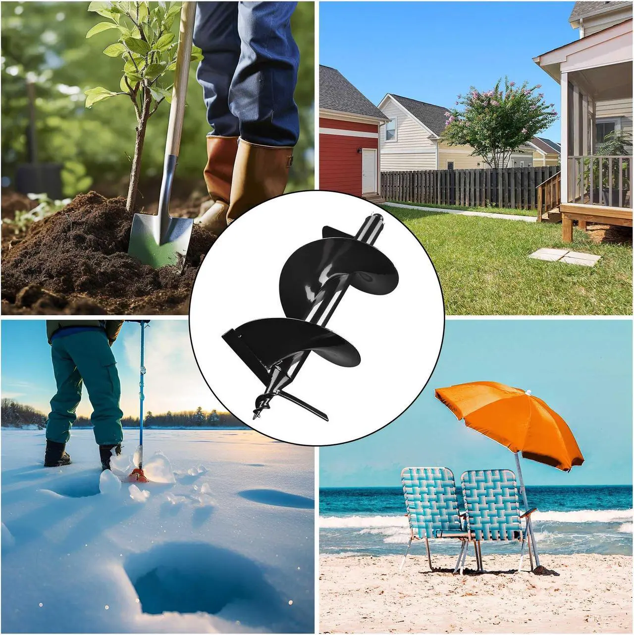 Alt view image 3 of 6 - Yescom 12" Earth Auger Bit Bulb Planter Tool Planting Flower Fence Post Garden Spiral Hole Gardening Project