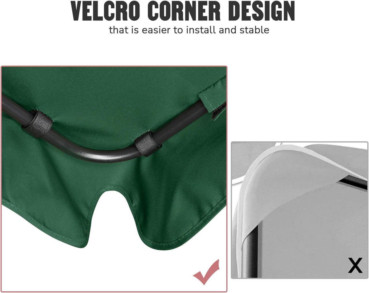 Alt view image 4 of 7 - 64"x47" Swing Canopy Cover Replacement Porch Top UV30+ 180gsm Outdoor Patio Seat Green