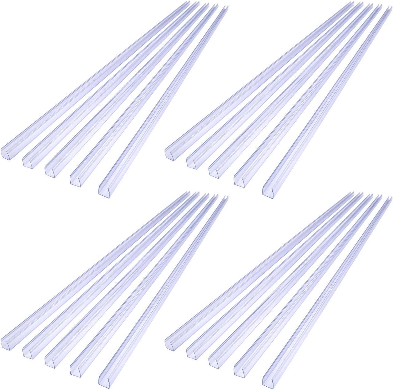 DELight® 20Pcs 39 3/8" x 9/16" x 9/16" Clear PVC Channel Mounting Holder Acc for 9/16" LED Neon Flex Strip Light