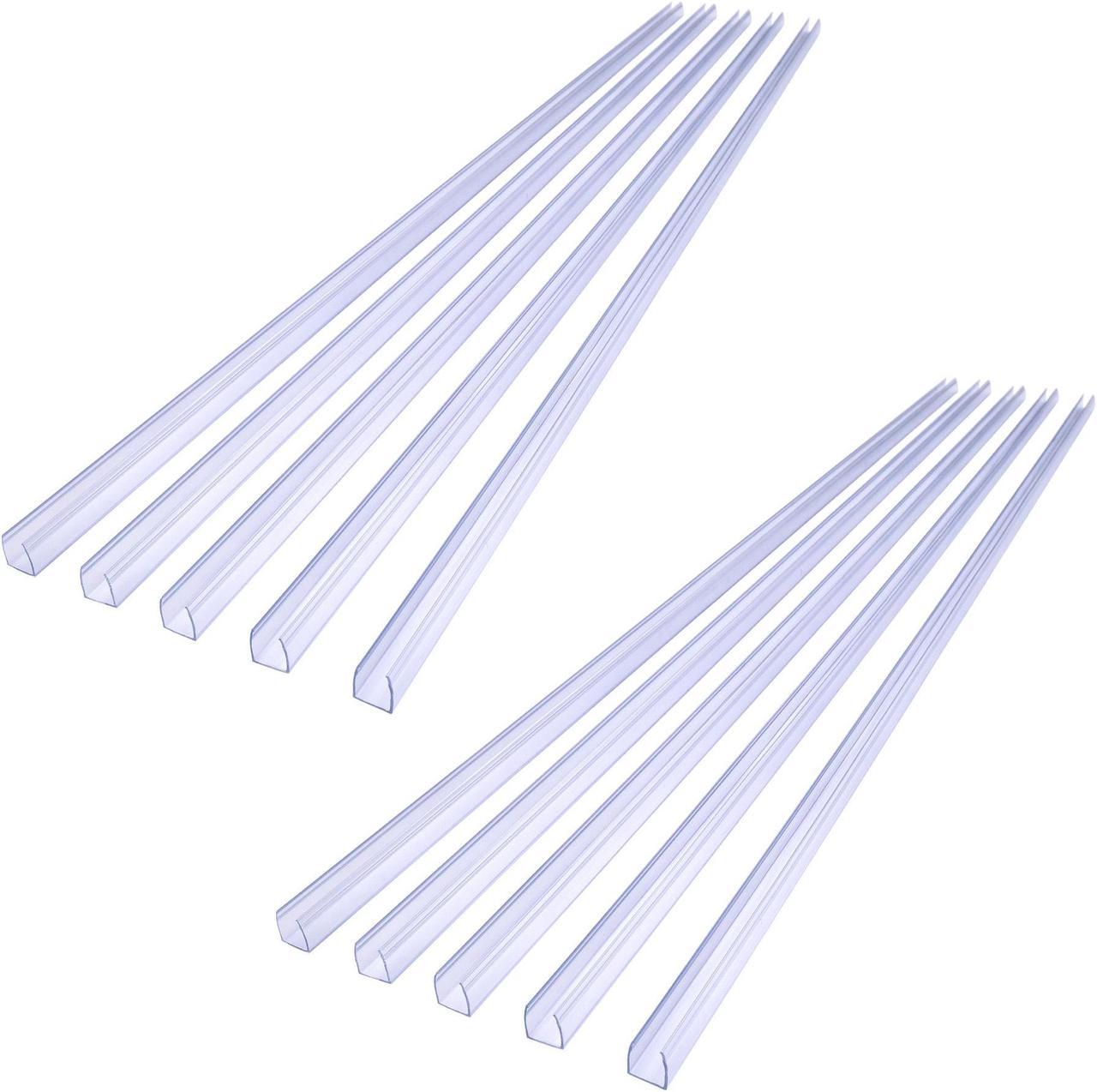 DELight® 10Pcs 39 3/8" x 9/16" x 9/16" Clear PVC Channel Mounting Holder Acc for 9/16" LED Neon Flex Strip Light