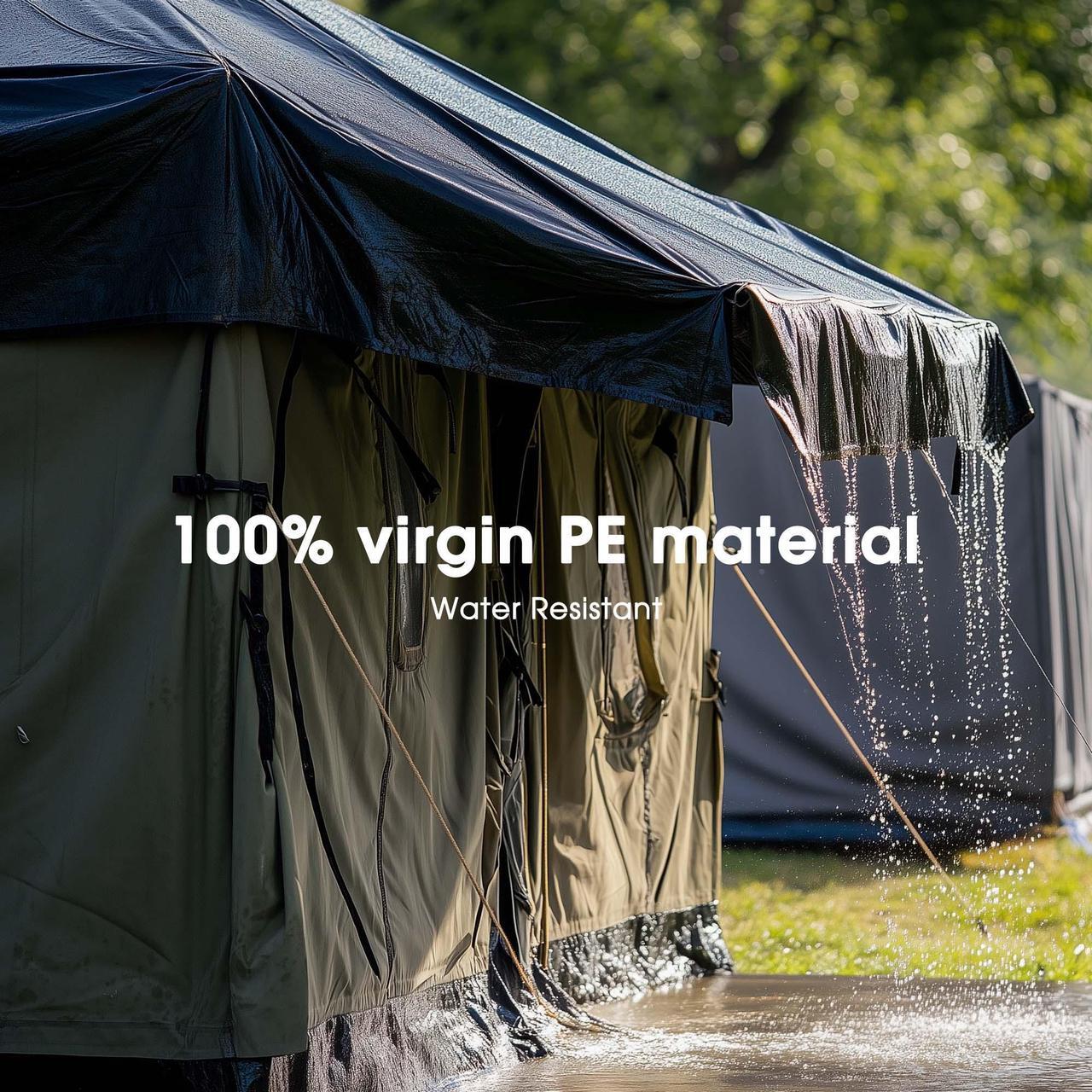Alt view image 4 of 7 - Yescom 20x24 Ft 14 Mil Poly Tarp Protective Cover Tarpaulin Heavy Duty UV Resistant