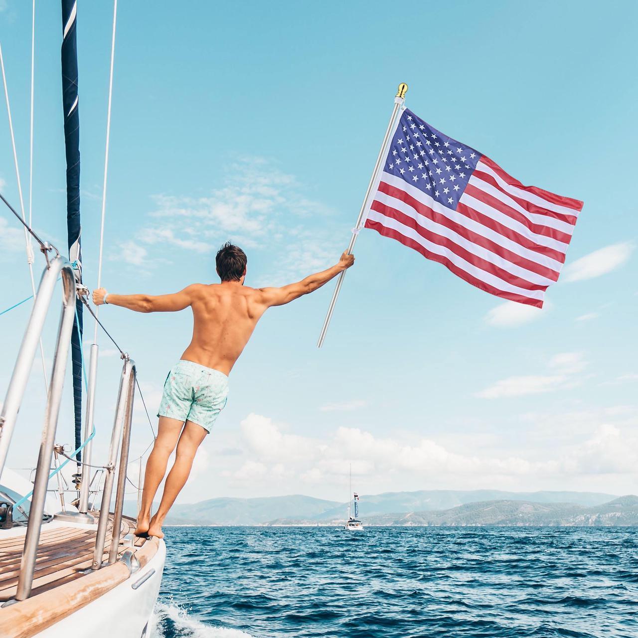 Alt view image 2 of 7 - Yescom 8 Ft Sectional Indoor Flag Pole Kit Gold Ball Base Aluminum 3x5 Ft  US Flag