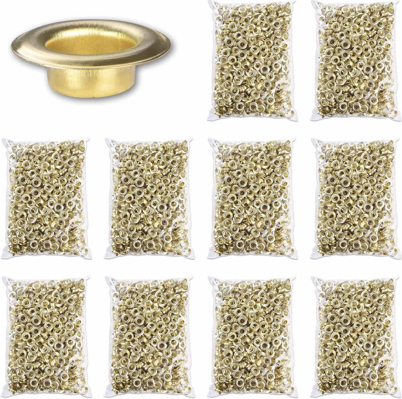 Yescom 10000pcs 3/8" Size #2 Grommets 10mm Brass Finish Eyelets for Leather Bags Signs