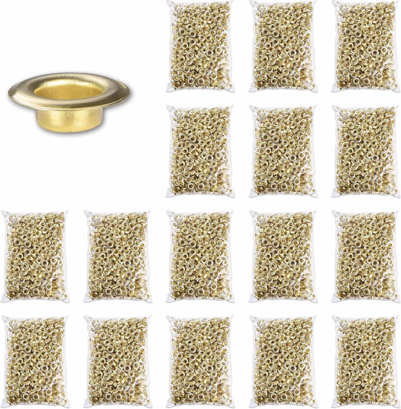 Yescom 16000pcs 3/8" Size #2 Grommets 10mm Brass Finish Eyelets for Leather Bags Signs