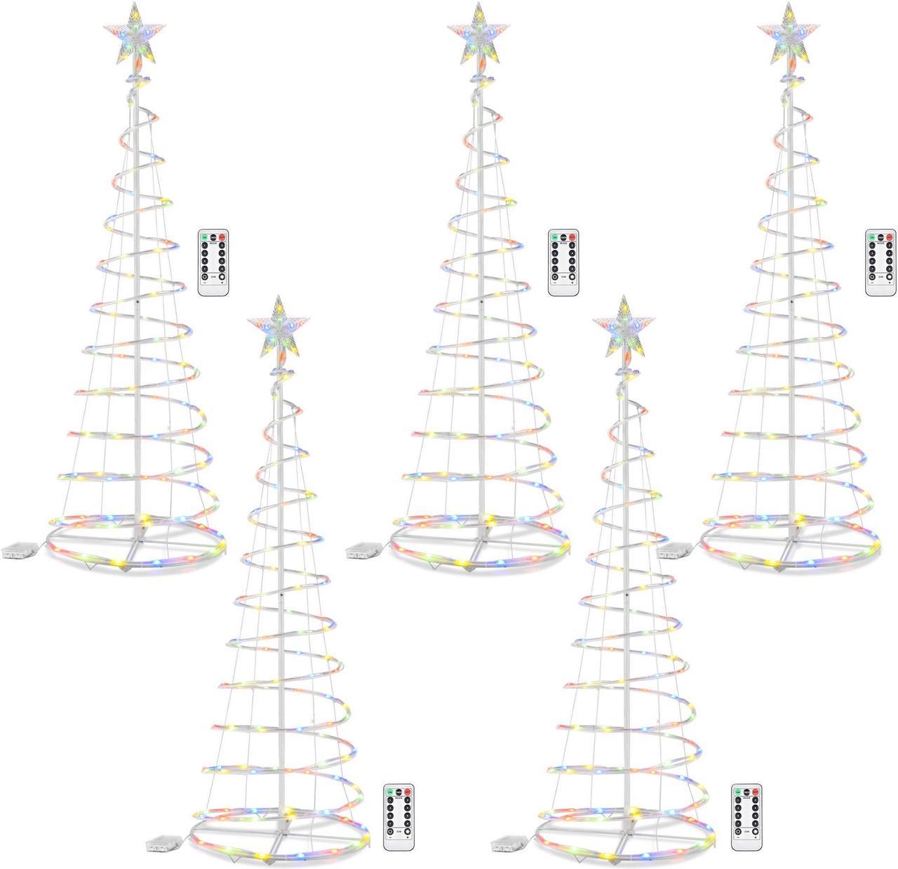 Yescom Twinkle 5Ft Spiral Christmas Tree Light 182 LED 8 Model for Indoor Outdoor Yard Decoration Multi-color 5Packs