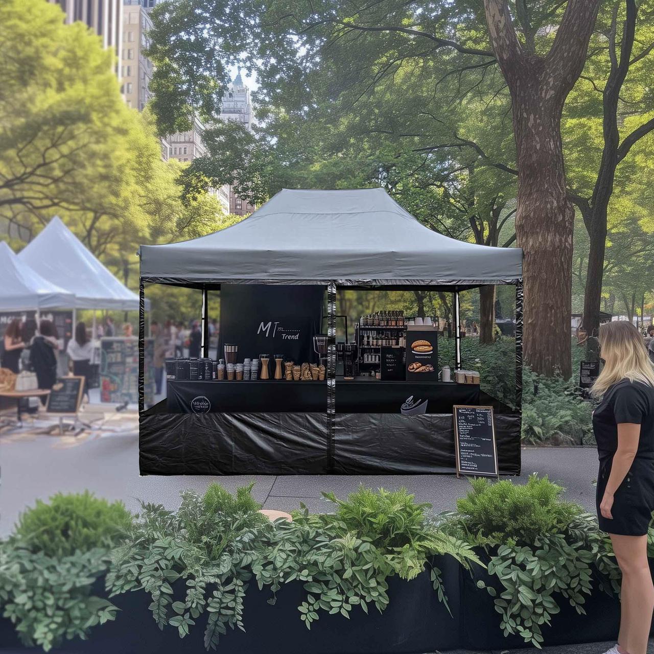 Alt view image 2 of 7 - 4 Half Mesh Sidewalls for 15x10 Ft Pop Up Canopy Tent w/ Window Food Vendor Fair