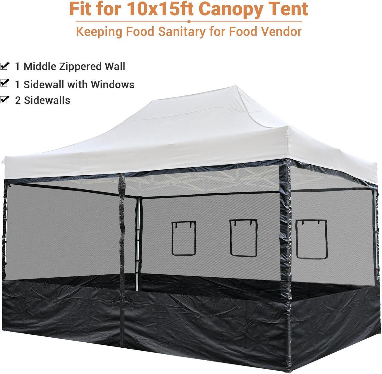 Alt view image 3 of 7 - 4 Half Mesh Sidewalls for 15x10 Ft Pop Up Canopy Tent w/ Window Food Vendor Fair