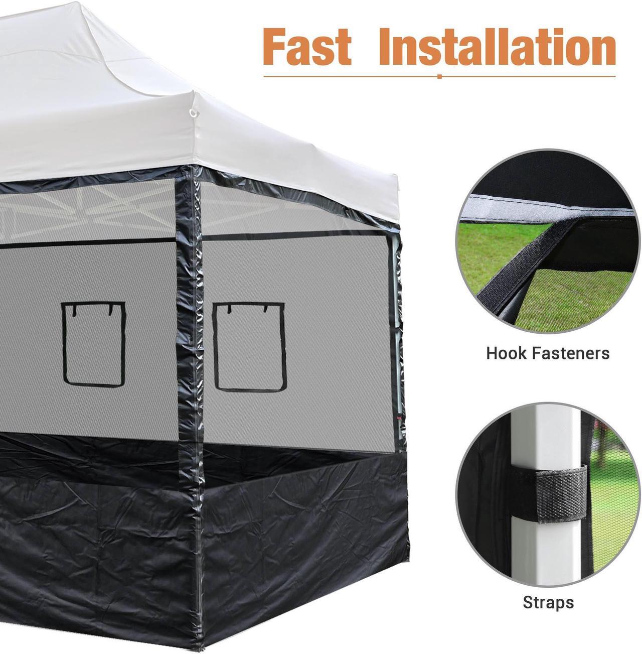 Alt view image 5 of 7 - 4 Half Mesh Sidewalls for 15x10 Ft Pop Up Canopy Tent w/ Window Food Vendor Fair