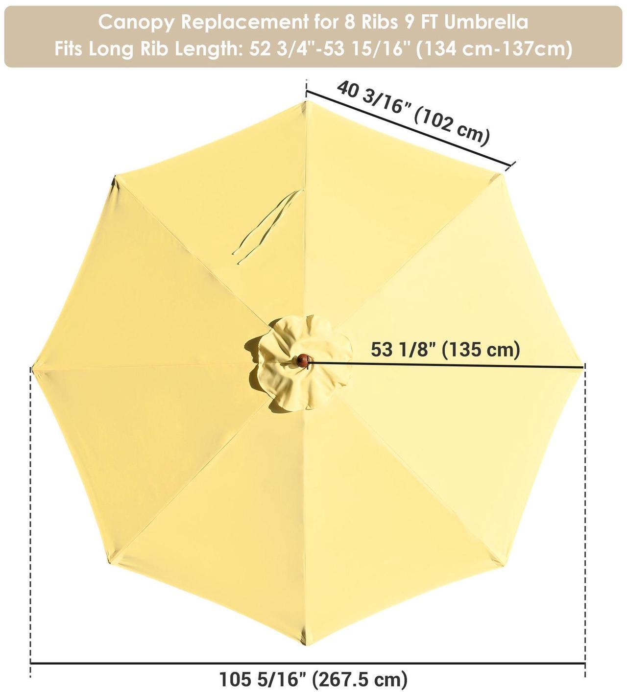Alt view image 6 of 7 - 9' 8 Ribs Umbrella Canopy Replacement Patio Top Cover Market Outdoor Beach Yard
