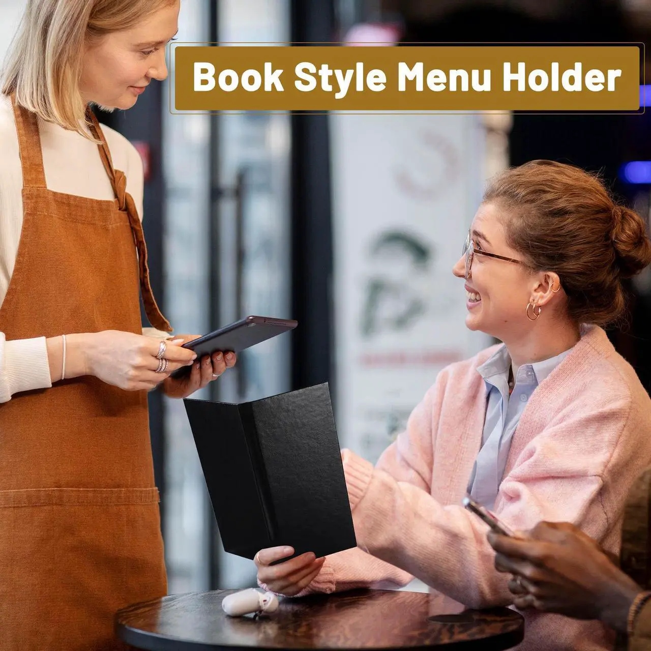 Alt view image 3 of 7 - WeChef 5 Pack Menu Covers 4.25"x11" 4 View Angled Corners Wine List Restaurant